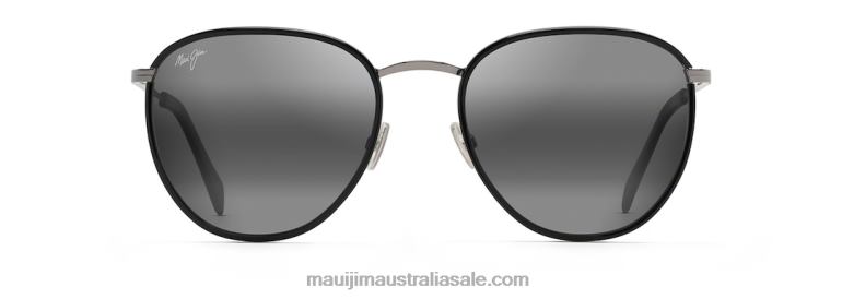 Noni Polarized Classic Sunglasses Maui Jim TVVRT141 Black Gloss with Gunmetal/Neutral Grey