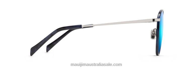 Noni Polarized Classic Sunglasses Maui Jim TVVRT142 Navy with Silver/Blue Hawaii