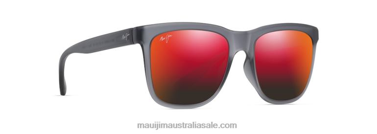 Pehu Polarized Classic Sunglasses Maui Jim TVVRT36 Translucent Matte Grey/HAWAII LAVA