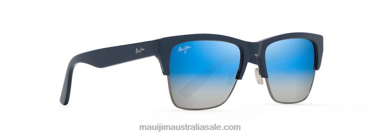 Perico Polarized Classic Sunglasses Maui Jim TVVRT170 Navy with Gunmetal/Dual Mirror Blue to Silver