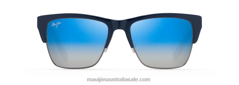 Perico Polarized Classic Sunglasses Maui Jim TVVRT170 Navy with Gunmetal/Dual Mirror Blue to Silver