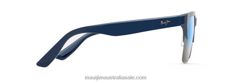 Perico Polarized Classic Sunglasses Maui Jim TVVRT170 Navy with Gunmetal/Dual Mirror Blue to Silver