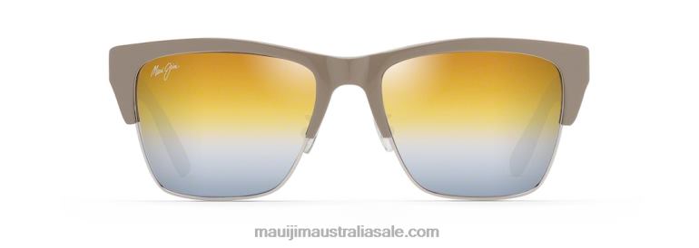 Perico Polarized Classic Sunglasses Maui Jim TVVRT171 Silver Mink with Silver/Dual Mirror Gold to Silver
