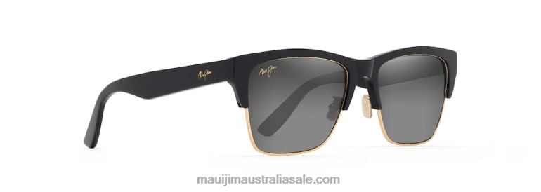 Perico Polarized Classic Sunglasses Maui Jim TVVRT172 Black Gloss with Gold/Neutral Grey