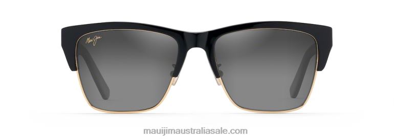 Perico Polarized Classic Sunglasses Maui Jim TVVRT172 Black Gloss with Gold/Neutral Grey