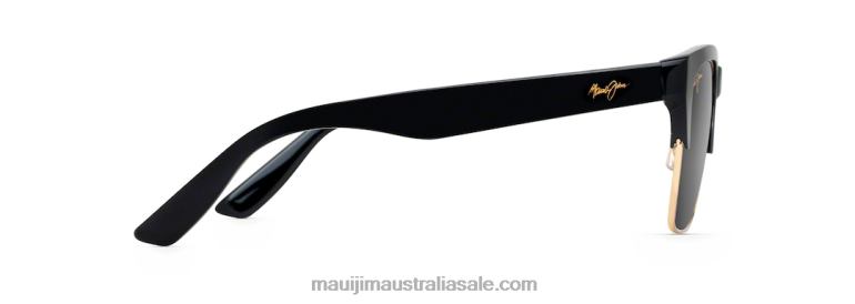 Perico Polarized Classic Sunglasses Maui Jim TVVRT172 Black Gloss with Gold/Neutral Grey