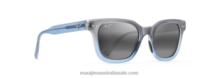 Shore Break Polarized Classic Sunglasses Maui Jim TVVRT221 Matte Translucent Blue Grey Fade/Neutral Grey