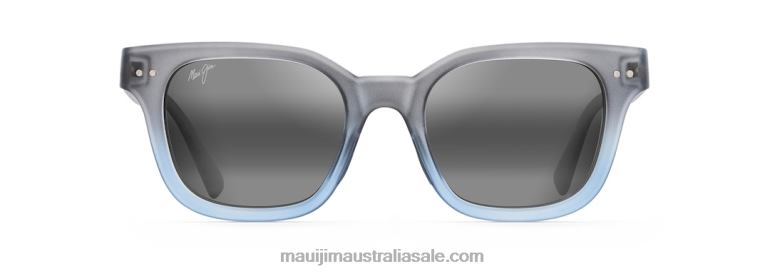 Shore Break Polarized Classic Sunglasses Maui Jim TVVRT221 Matte Translucent Blue Grey Fade/Neutral Grey