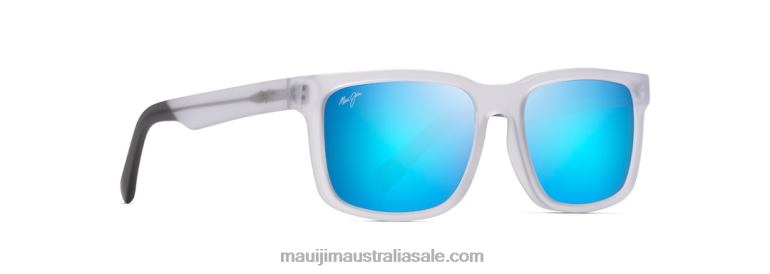 Stone Shack Polarized Classic Sunglasses Maui Jim TVVRT87 Matte Crystal with Dark Grey tips/Blue Hawaii