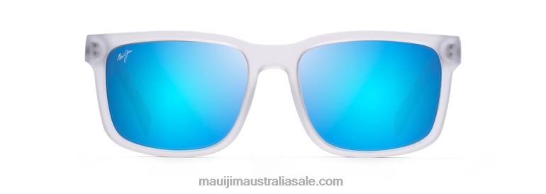 Stone Shack Polarized Classic Sunglasses Maui Jim TVVRT87 Matte Crystal with Dark Grey tips/Blue Hawaii