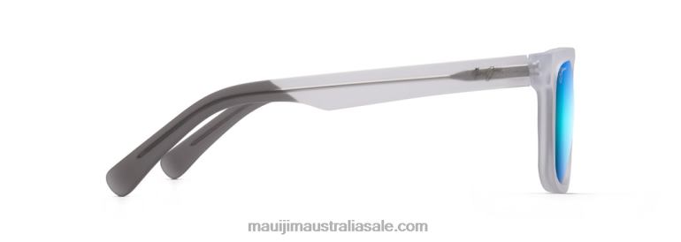 Stone Shack Polarized Classic Sunglasses Maui Jim TVVRT87 Matte Crystal with Dark Grey tips/Blue Hawaii