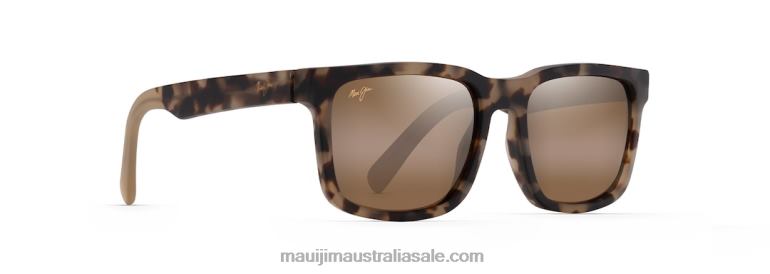 Stone Shack Polarized Classic Sunglasses Maui Jim TVVRT88 Matte Havana Tortoise with Tan tips/HCL Bronze