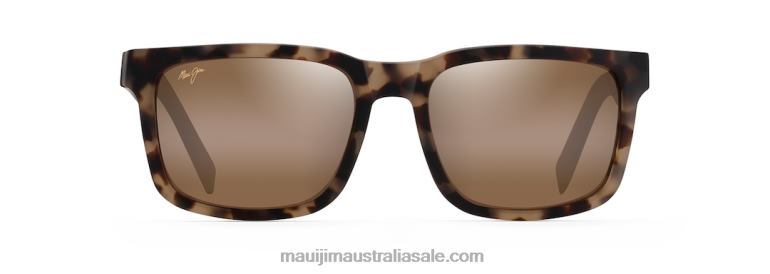 Stone Shack Polarized Classic Sunglasses Maui Jim TVVRT88 Matte Havana Tortoise with Tan tips/HCL Bronze