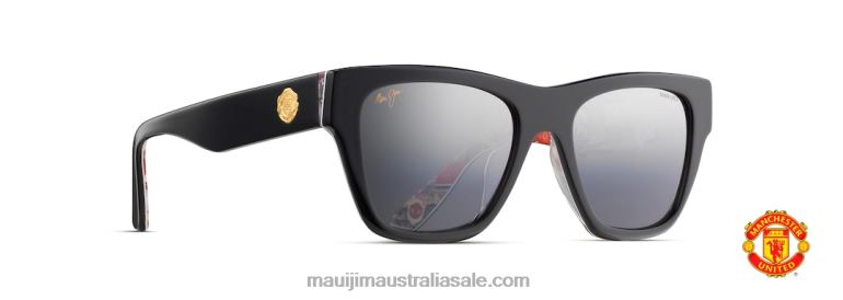 Treble Polarized Classic Sunglasses Maui Jim TVVRT287 Black Gloss with Treble Collage Interior/Dual Mirror Silver to Black