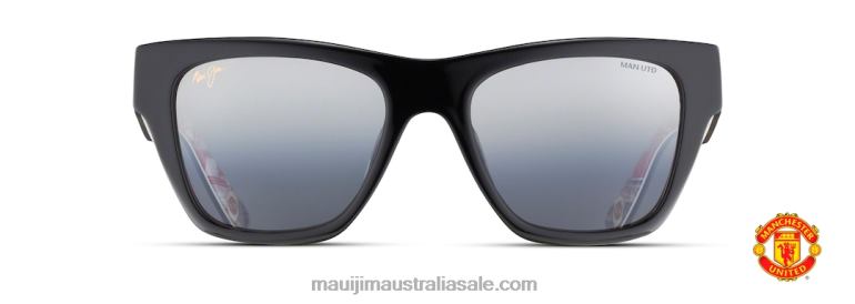 Treble Polarized Classic Sunglasses Maui Jim TVVRT287 Black Gloss with Treble Collage Interior/Dual Mirror Silver to Black