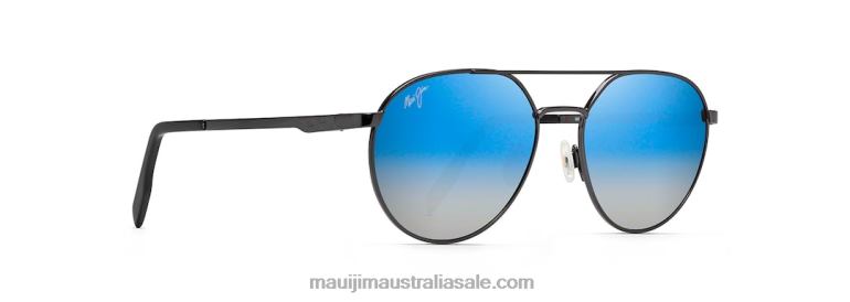 Waterfront Polarized Classic Sunglasses Maui Jim TVVRT241 Dark Gunmetal/Dual Mirror Blue to Silver