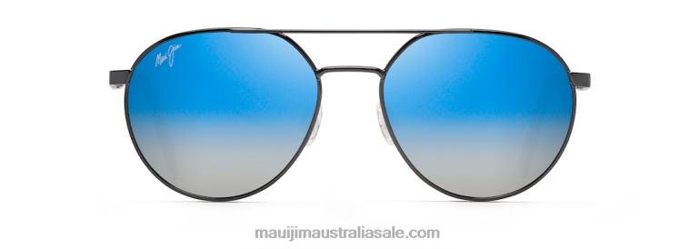 Waterfront Polarized Classic Sunglasses Maui Jim TVVRT241 Dark Gunmetal/Dual Mirror Blue to Silver