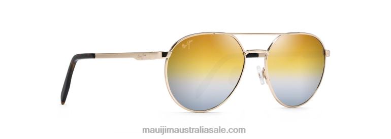 Waterfront Polarized Classic Sunglasses Maui Jim TVVRT242 Gold Metal/Dual Mirror Gold to Silver