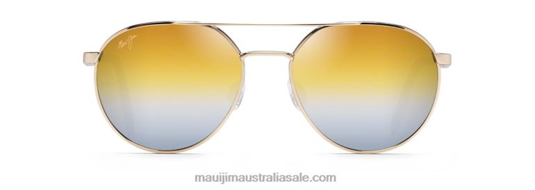 Waterfront Polarized Classic Sunglasses Maui Jim TVVRT242 Gold Metal/Dual Mirror Gold to Silver