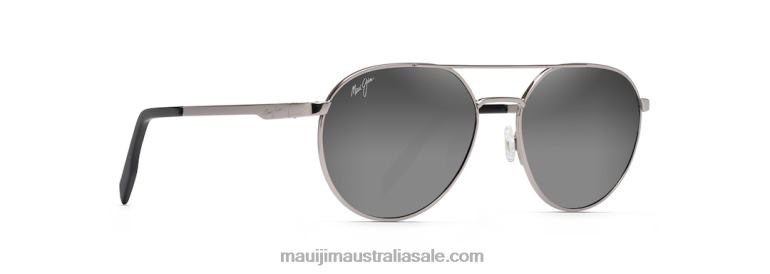 Waterfront Polarized Classic Sunglasses Maui Jim TVVRT243 Grey Metal/Dual Mirror Silver to Black