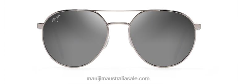 Waterfront Polarized Classic Sunglasses Maui Jim TVVRT243 Grey Metal/Dual Mirror Silver to Black
