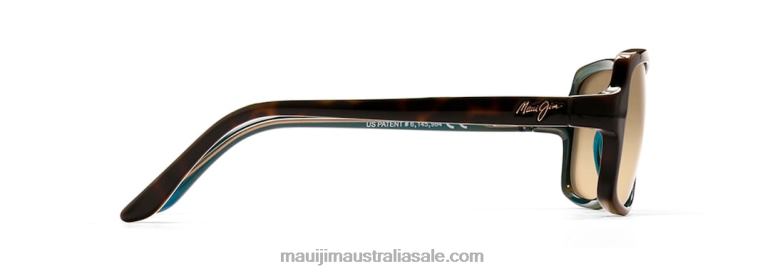 Cloud Break Polarized Fashion Sunglasses Maui Jim TVVRT411 Tortoise with Peacock Blue/HCL Bronze
