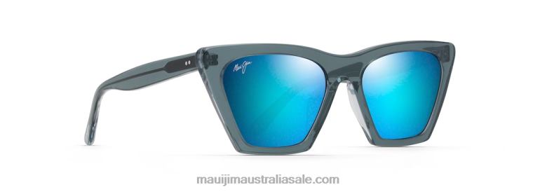 Kini Kini Polarized Fashion Sunglasses Maui Jim TVVRT174 Steel Blue with Crystal/Blue Hawaii