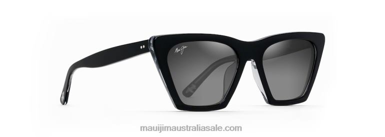 Kini Kini Polarized Fashion Sunglasses Maui Jim TVVRT175 Black with Crystal/Neutral Grey