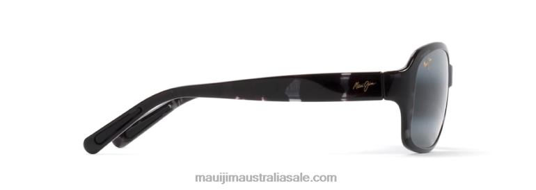 Koki Beach Asian Fit Polarized Fashion Sunglasses Maui Jim TVVRT347 Black and Grey Tortoise/Neutral Grey