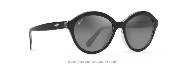 Mariana Polarized Fashion Sunglasses Maui Jim TVVRT256 Black with Crystal Interior/Neutral Grey