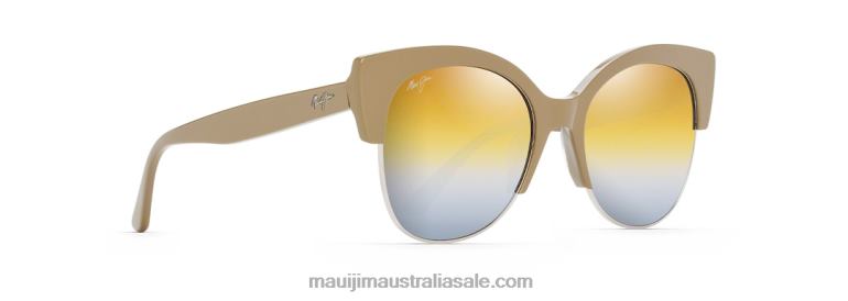 Mariposa Polarized Fashion Sunglasses Maui Jim TVVRT204 Silver Mink with Silver/Dual Mirror Gold to Silver