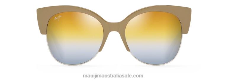 Mariposa Polarized Fashion Sunglasses Maui Jim TVVRT204 Silver Mink with Silver/Dual Mirror Gold to Silver
