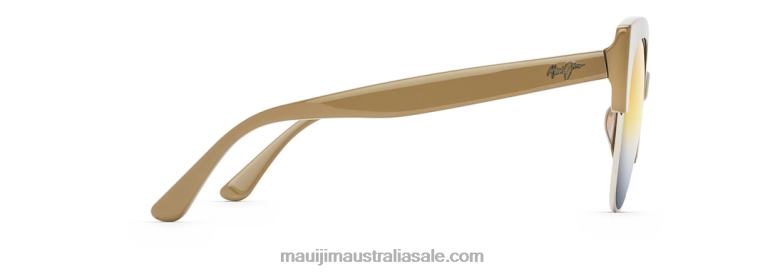 Mariposa Polarized Fashion Sunglasses Maui Jim TVVRT204 Silver Mink with Silver/Dual Mirror Gold to Silver