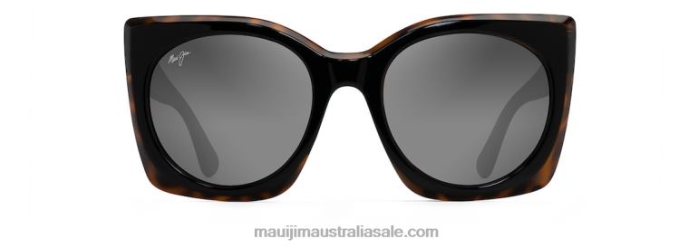 Pakalana Polarized Fashion Sunglasses Maui Jim TVVRT76 Black with Tortoise Interior/Neutral Grey