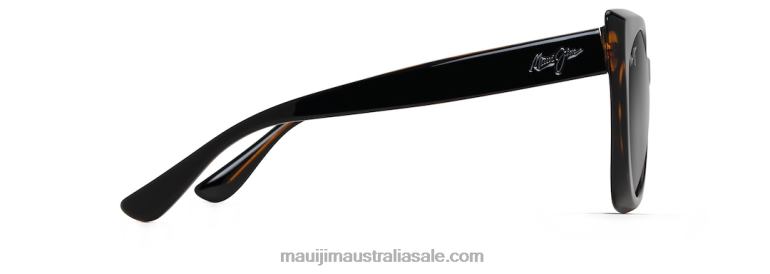 Pakalana Polarized Fashion Sunglasses Maui Jim TVVRT76 Black with Tortoise Interior/Neutral Grey