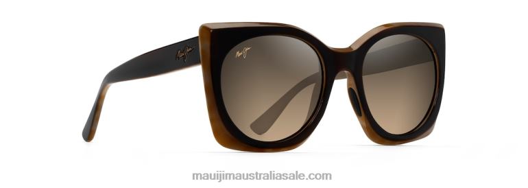 Pakalana Polarized Fashion Sunglasses Maui Jim TVVRT77 Chocolate with Tortoise Interior/HCL Bronze
