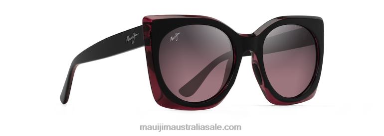 Pakalana Polarized Fashion Sunglasses Maui Jim TVVRT78 Black Cherry with Raspberry interior/Rose