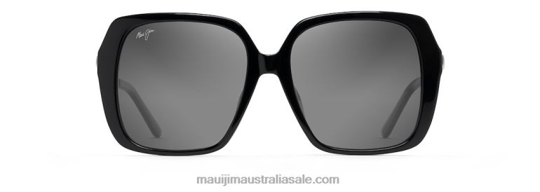 Poolside Polarized Fashion Sunglasses Maui Jim TVVRT73 Black Gloss/Neutral Grey
