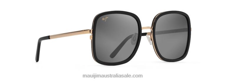 Pua Polarized Fashion Sunglasses Maui Jim TVVRT79 Black with Gold/Neutral Grey