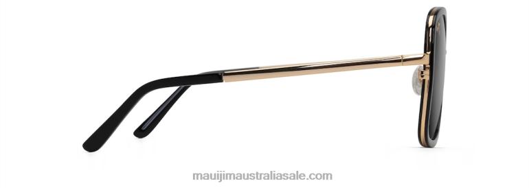 Pua Polarized Fashion Sunglasses Maui Jim TVVRT79 Black with Gold/Neutral Grey