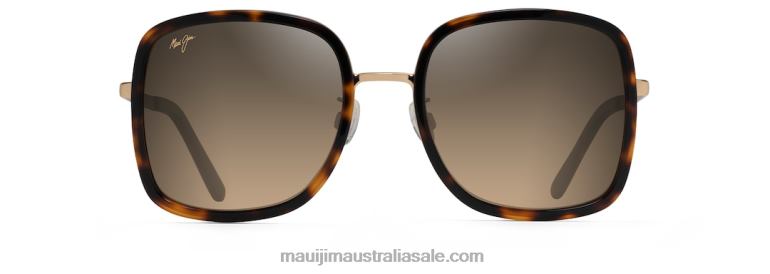 Pua Polarized Fashion Sunglasses Maui Jim TVVRT80 Tortoise with Shiny Gold/HCL Bronze
