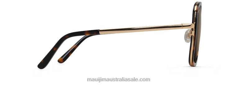 Pua Polarized Fashion Sunglasses Maui Jim TVVRT80 Tortoise with Shiny Gold/HCL Bronze