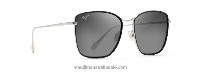 Tiger Lily Polarized Fashion Sunglasses Maui Jim TVVRT1 Gloss Black with Silver/Neutral Grey