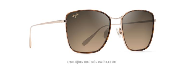 Tiger Lily Polarized Fashion Sunglasses Maui Jim TVVRT2 Dark Tortoise with Gold/HCL Bronze