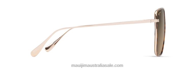 Tiger Lily Polarized Fashion Sunglasses Maui Jim TVVRT2 Dark Tortoise with Gold/HCL Bronze