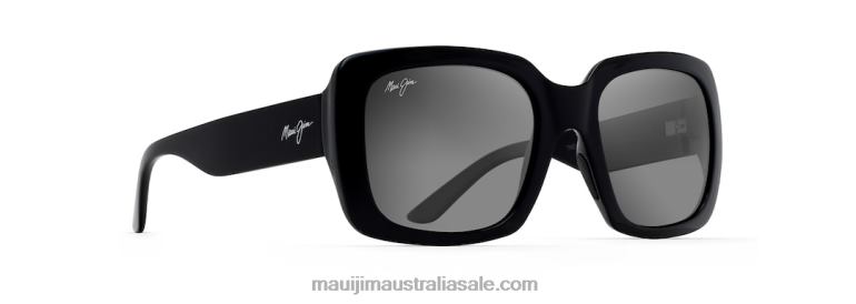 Two Steps Polarized Fashion Sunglasses Maui Jim TVVRT93 Black Gloss/Neutral Grey