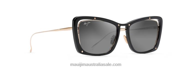 Adrift Polarized Luxury Sunglasses Maui Jim TVVRT251 Black Gloss with Shiny Gold/Neutral Grey