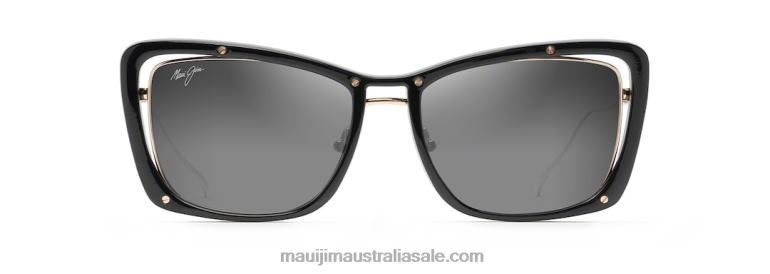 Adrift Polarized Luxury Sunglasses Maui Jim TVVRT251 Black Gloss with Shiny Gold/Neutral Grey