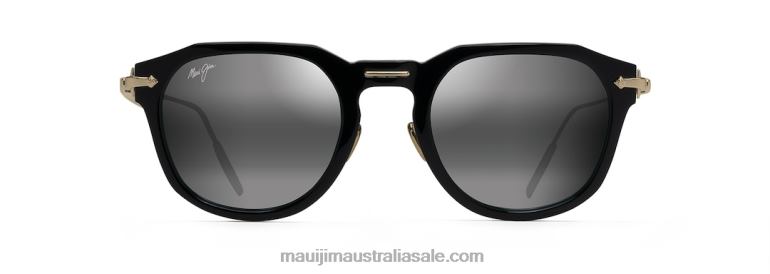 Alika Polarized Luxury Sunglasses Maui Jim TVVRT41 Black with Gold/Neutral Grey