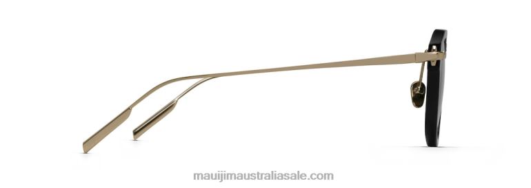 Alika Polarized Luxury Sunglasses Maui Jim TVVRT41 Black with Gold/Neutral Grey